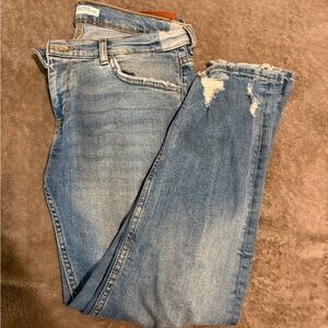 Zara Light Blue Distressed Skinny Jeans